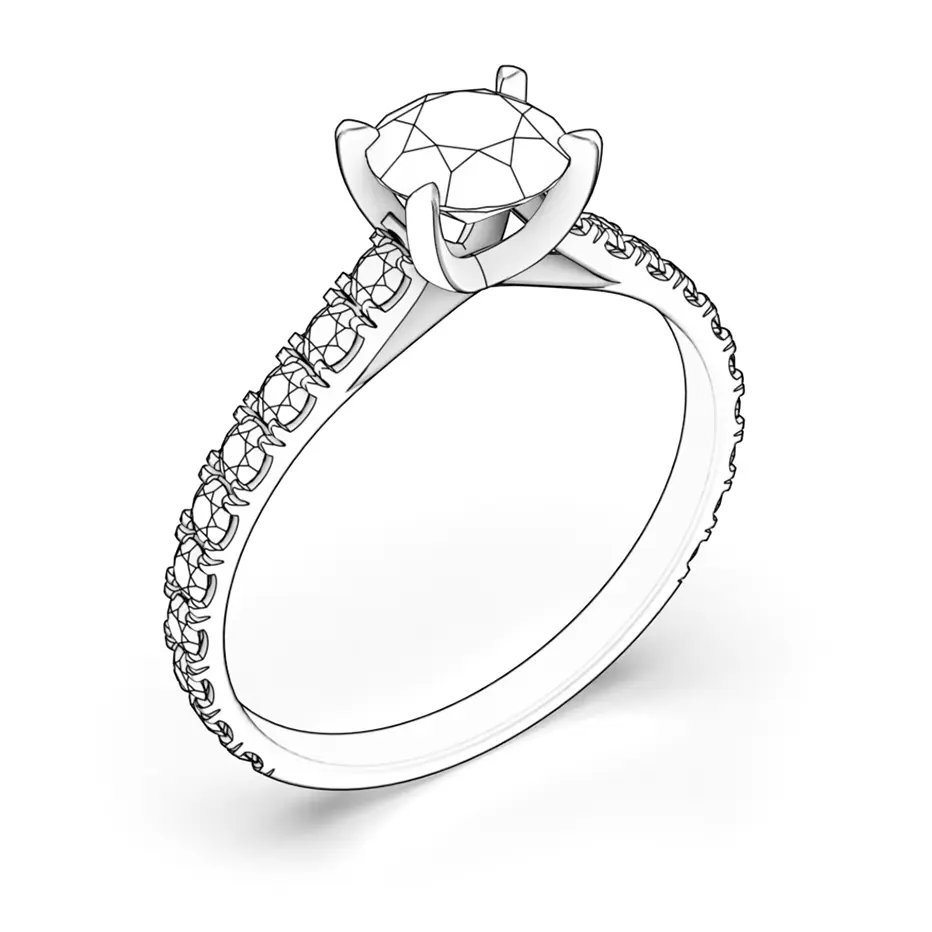 Share Your Love Collection | Side-Stone Engagement Ring: white gold, diamond